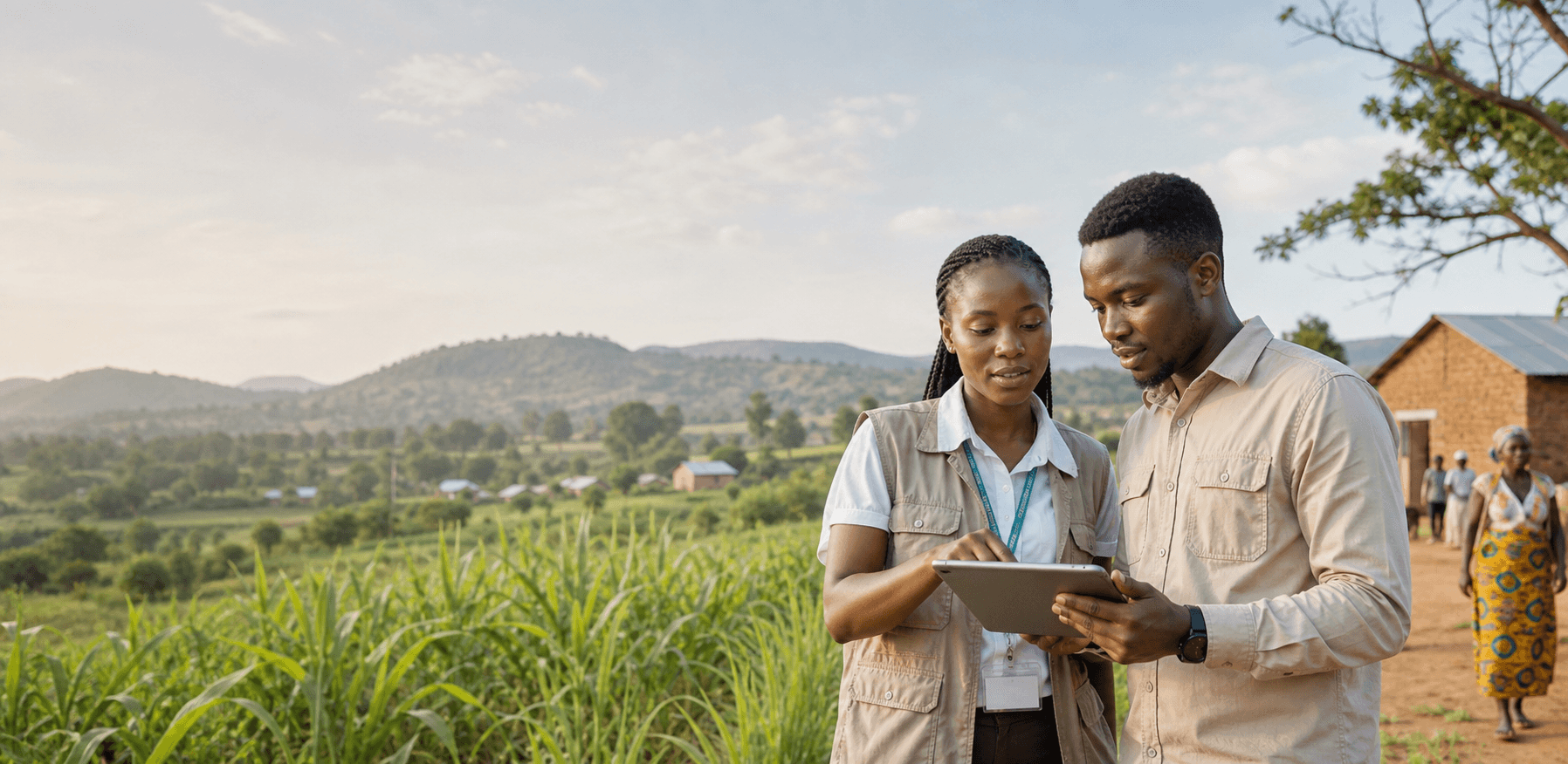 African field operations team collecting data